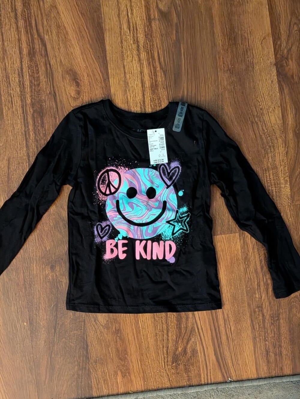 Kids Black 'Be Kind' Long-Sleeve Graphic Tee
